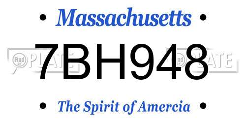 7BH948 Massachusetts License Plate