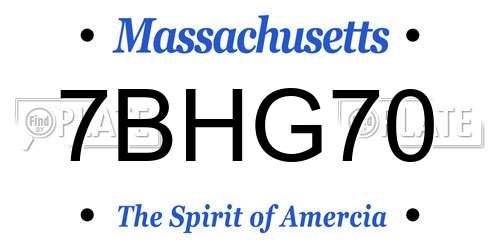 7BHG70 Massachusetts License Plate