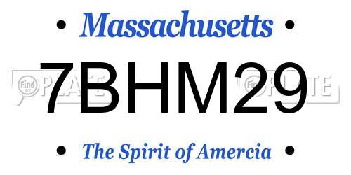 7BHM29 Massachusetts License Plate