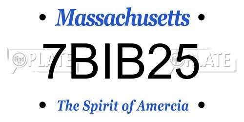 7BIB25 Massachusetts License Plate