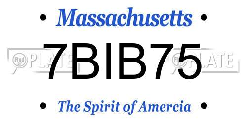 7BIB75 Massachusetts License Plate