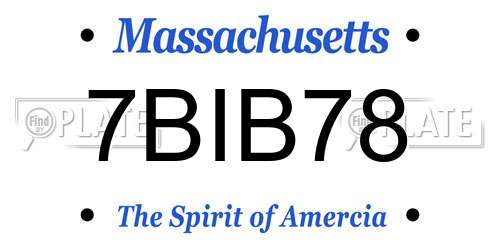7BIB78 Massachusetts License Plate