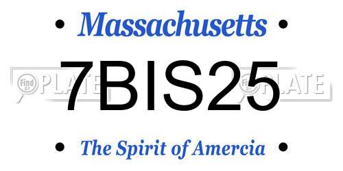 7BIS25 Massachusetts License Plate