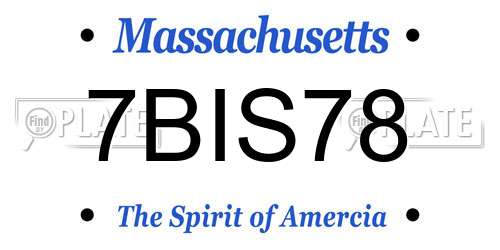 7BIS78 Massachusetts License Plate