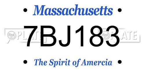 7BJ183 Massachusetts License Plate
