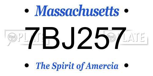 7BJ257 Massachusetts License Plate
