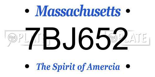 7BJ652 Massachusetts License Plate