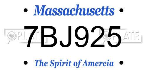 7BJ925 Massachusetts License Plate