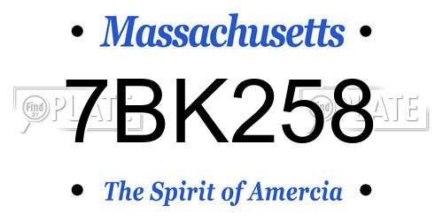 7BK258 Massachusetts License Plate