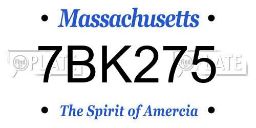 7BK275 Massachusetts License Plate