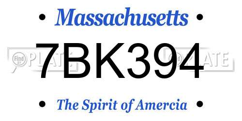 7BK394 Massachusetts License Plate