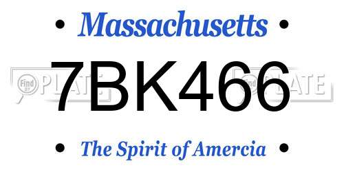 7BK466 Massachusetts License Plate