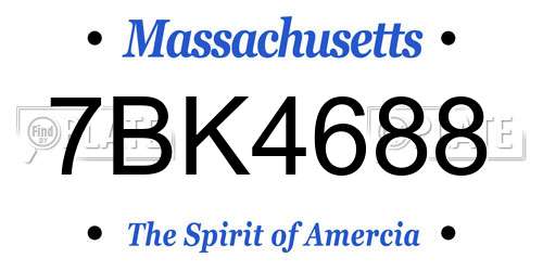 7BK4688 Massachusetts License Plate