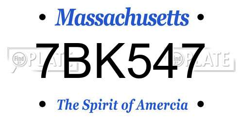 7BK547 Massachusetts License Plate