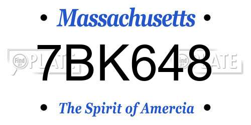 7BK648 Massachusetts License Plate