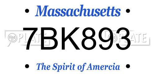 7BK893 Massachusetts License Plate