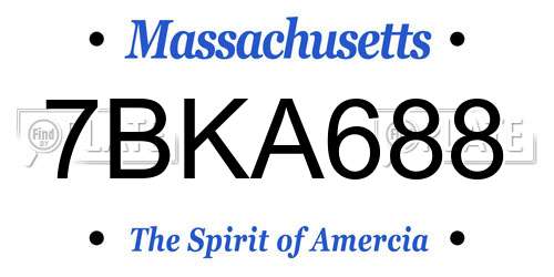 7BKA688 Massachusetts License Plate