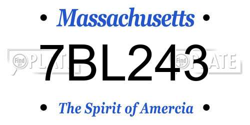 7BL243 Massachusetts License Plate