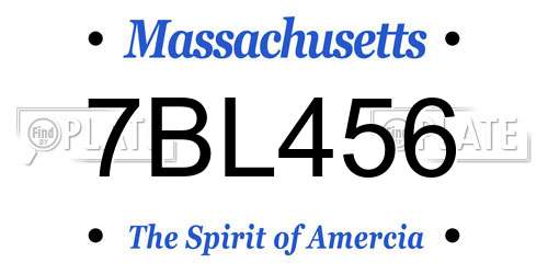 7BL456 Massachusetts License Plate