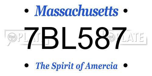 7BL587 Massachusetts License Plate