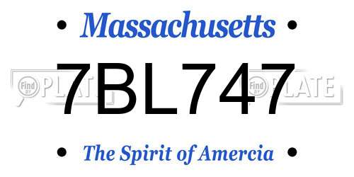 7BL747 Massachusetts License Plate