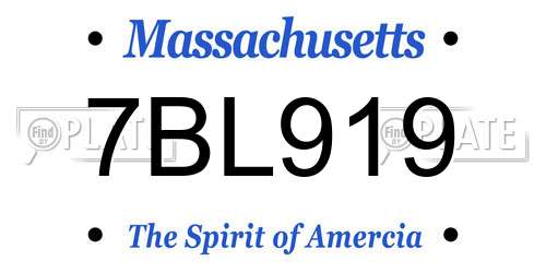 7BL919 Massachusetts License Plate
