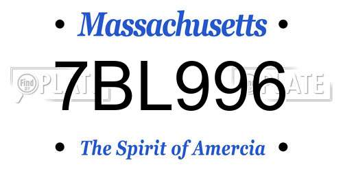 7BL996 Massachusetts License Plate