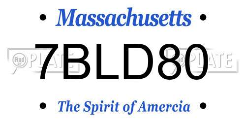 7BLD80 Massachusetts License Plate