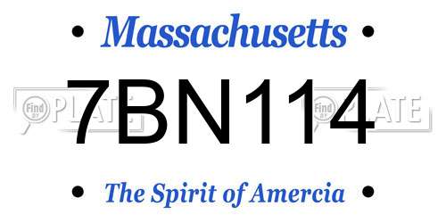7BN114 Massachusetts License Plate