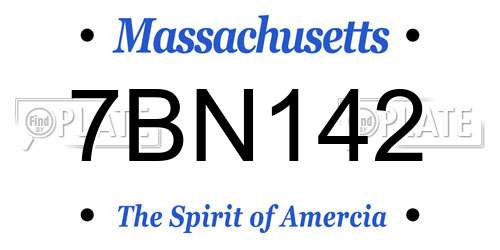 7BN142 Massachusetts License Plate