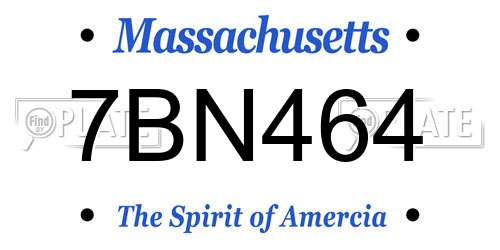 7BN464 Massachusetts License Plate