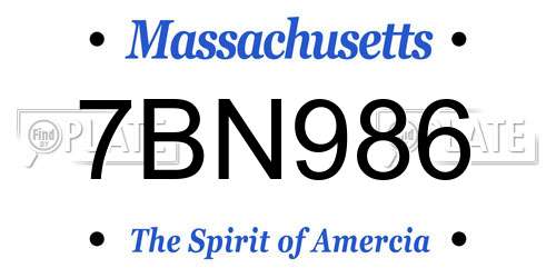7BN986 Massachusetts License Plate