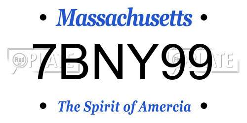 7BNY99 Massachusetts License Plate