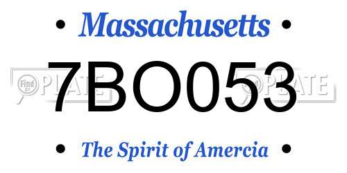 7BO053 Massachusetts License Plate