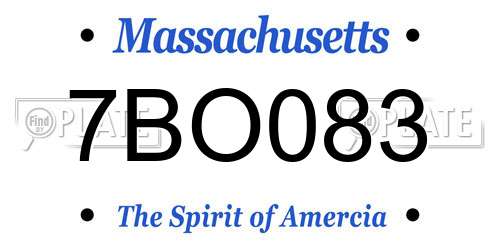7BO083 Massachusetts License Plate