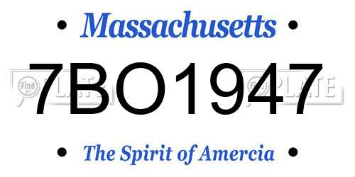 7BO1947 Massachusetts License Plate