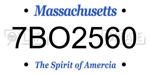 7BO2560 Massachusetts License Plate