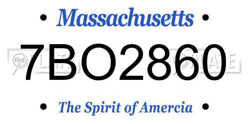 7BO2860 Massachusetts License Plate