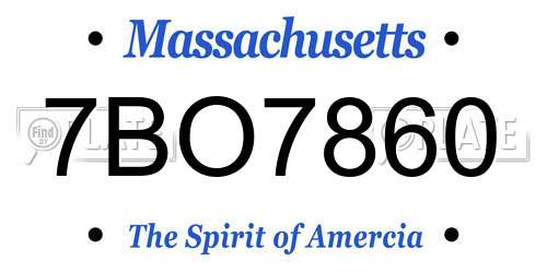 7BO7860 Massachusetts License Plate