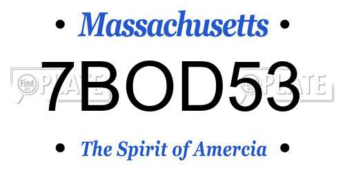 7BOD53 Massachusetts License Plate