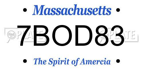 7BOD83 Massachusetts License Plate