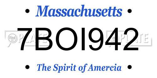 7BOI942 Massachusetts License Plate