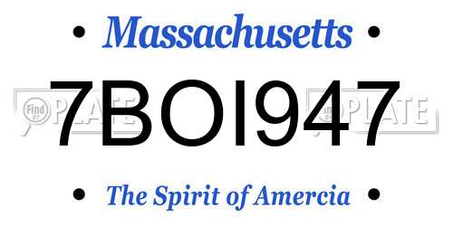 7BOI947 Massachusetts License Plate