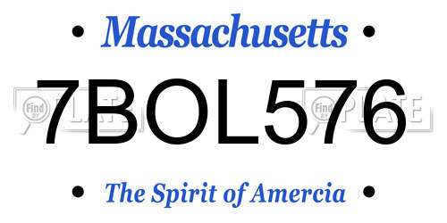 7BOL576 Massachusetts License Plate