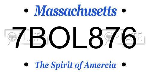7BOL876 Massachusetts License Plate