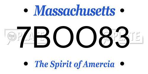 7BOO83 Massachusetts License Plate
