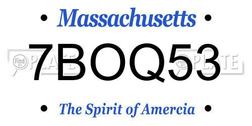 7BOQ53 Massachusetts License Plate