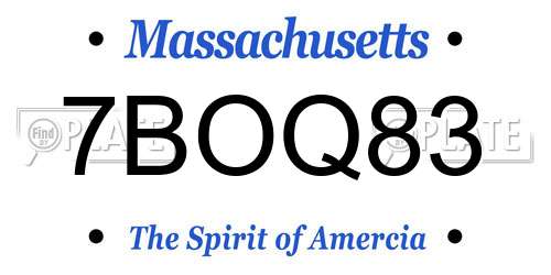 7BOQ83 Massachusetts License Plate