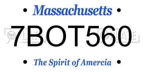 7BOT560 Massachusetts License Plate