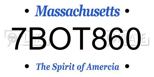 7BOT860 Massachusetts License Plate